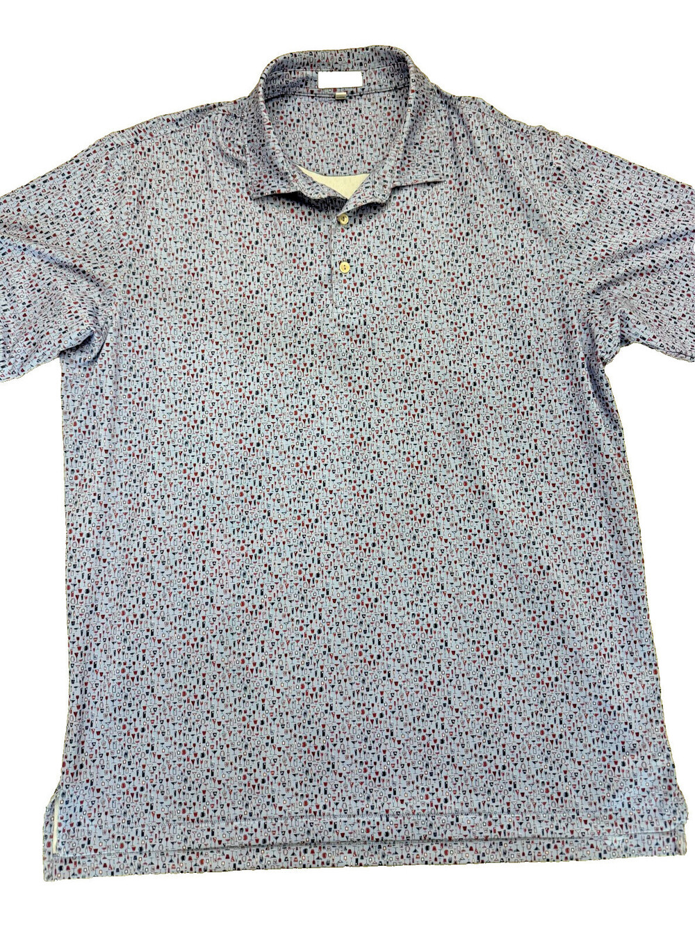 Peter Millar Men's Summer Comfort Polo XL Light Blue w/ Cocktail Pattern